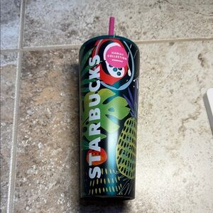 24oz/Venti metal Starbucks Tropical Green and Blue Tumbler. Hawaii collectable